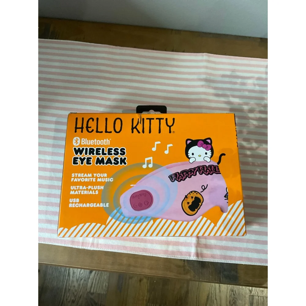 Hello Kitty Halloween Bluetooth Wireless Eye Mask Pink Orange One Size